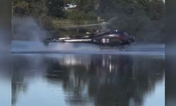 Yangına giden helikopter göle çakıldı