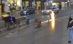 Korku dolu anlar! Seyir halindeki motosiklet alev aldı