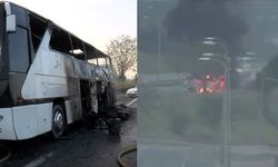 İzmir’den İstanbul’a geliyordu: Tur otobüsü alev alev yandı!