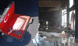 Alevler Kur'an-ı Kerim ve bayrağa zarar vermedi
