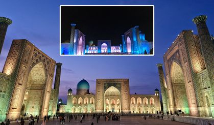 Semerkant’taki Registan Meydanı’nda görsel şölen