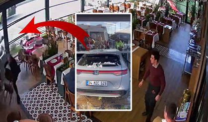 Ünlü sanatçı aracıyla restorana daldı