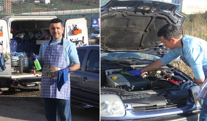 Mesleğini bıraktı, minibüsünü iş yerine çevirdi! "Araçları susuz yıkıyoruz"