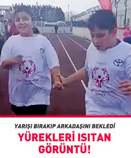 Yürekleri ısıtan görüntü! Yarışı bırakıp arkadaşını bekledi