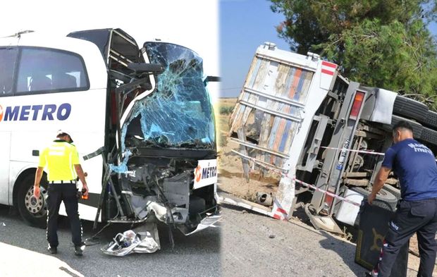 Yolcu otobüsü kamyona çarptı! Ölü ve yaralılar var