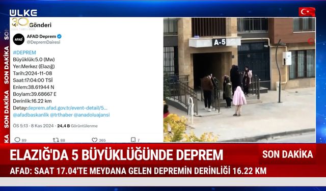 Elazığ'da korkutan deprem! AFAD duyurdu