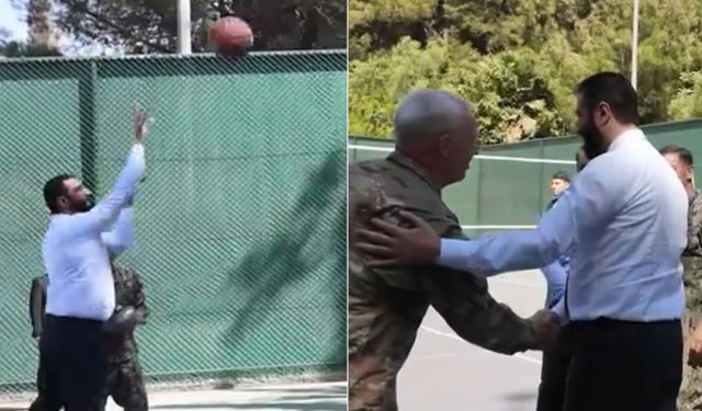 Ahmed Şara ABD'li komutanlarla basketbol oynadı