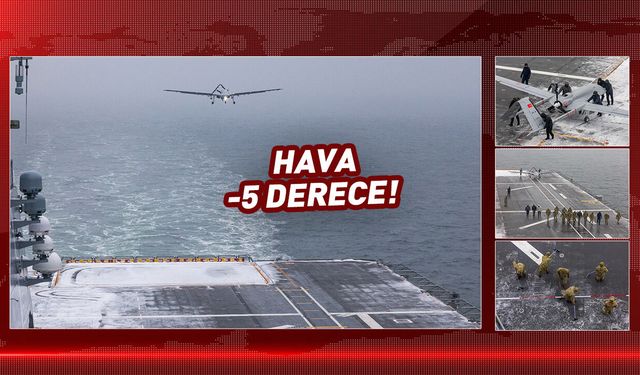 Hava -5 derece! NATO tatbikatında Bayraktar TB3 şov