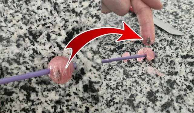 Şekerin tadı kaçtı! Sakız değil taş çıktı