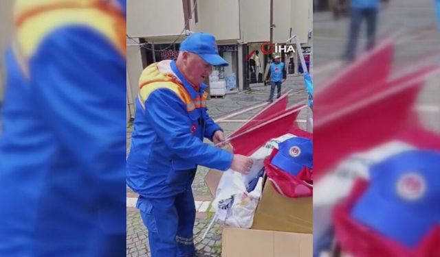 Türk bayraklarını çöpe attılar! Tepki çeken görüntüler...