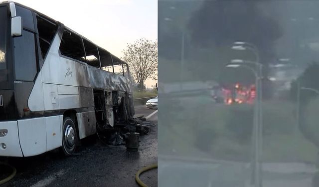 İzmir’den İstanbul’a geliyordu: Tur otobüsü alev alev yandı!