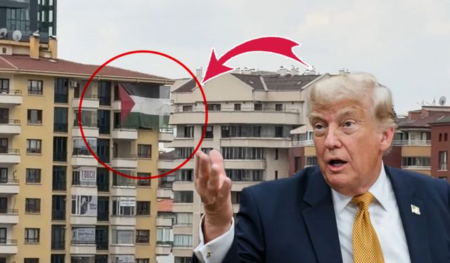 Trump'ın kalacağı otelin karşısına Filistin bayrağı asıldı