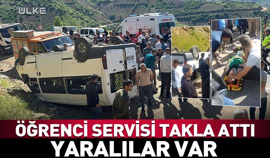 Hakkari'de öğrenci servisi takla attı!