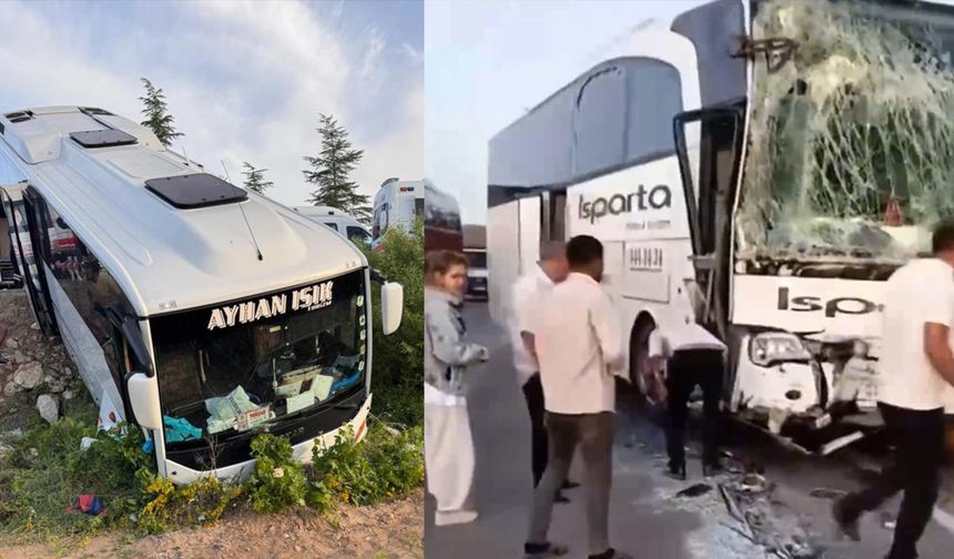 Isparta'da 2  yolcu otobüsü çarpıştı!