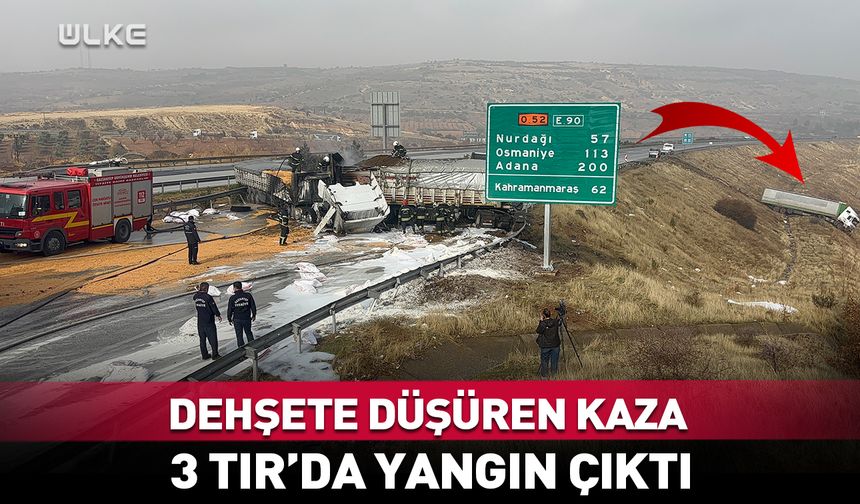 TAG Otoyolu'nda kaza! 3 TIR yandı