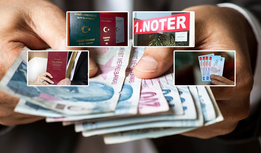 Pasaport ehliyet ve TC kimlik kartı ücretlerine zam