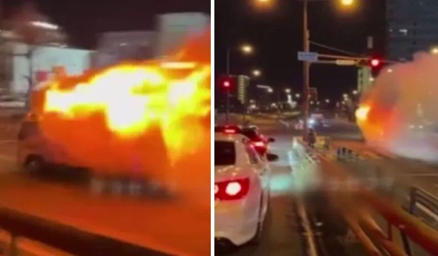 Kamyonu alev aldı, itfaiyeye sürdü! O anlar kameralarda