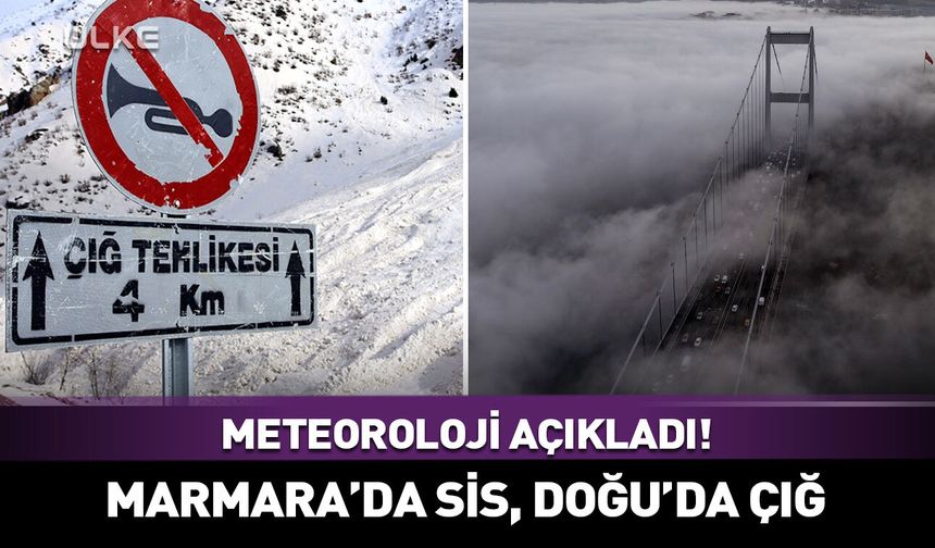 Meteoroloji açıkladı! Marmara'da sis, Doğu'da çığ