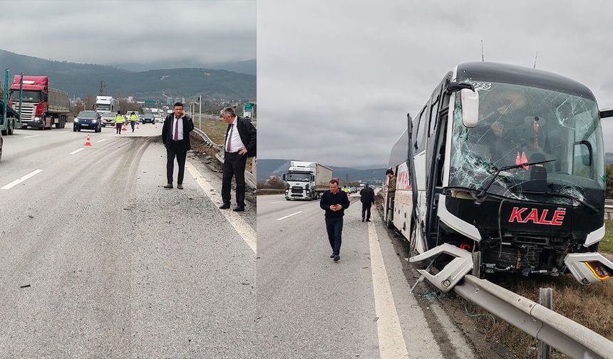 Tırın çarptığı yolcu otobüsü refüje çıktı!