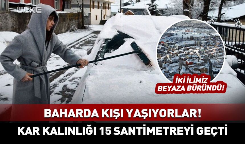İki ilimiz beyaza büründü! Kar kalınlığı 15 santimetreyi geçti