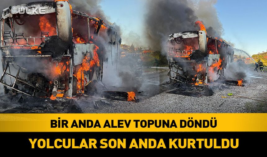 Yolcu otobüsü seyir halindeyken alev topuna döndü