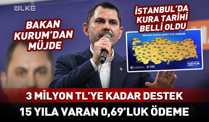 Bakan Kurum’dan İstanbul’a müjdeli haber! Kura tarihi belli oldu