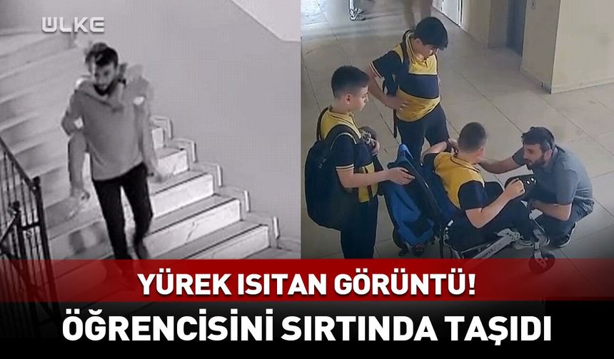 Yürek ısıtan görüntü! Öğrencisini sırtında taşıdı