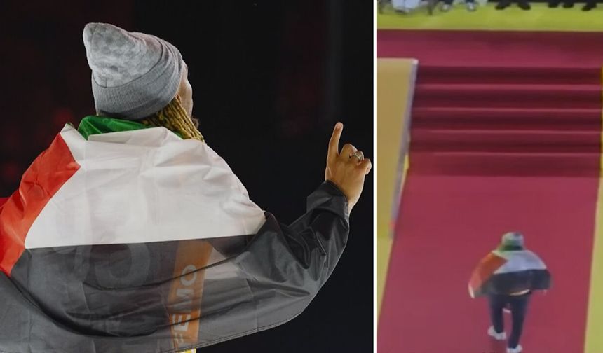 Sacha Boey'den anlamlı hareket! Sahneye Filistin bayrağı ile çıktı