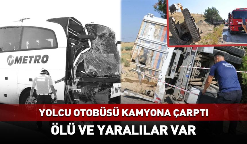 Yolcu otobüsü kamyona çarptı!