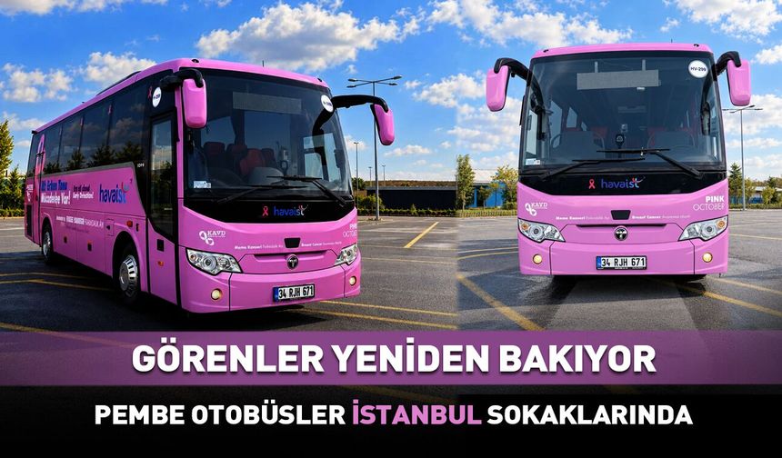 Pembe otobüs İstanbul yollarında...