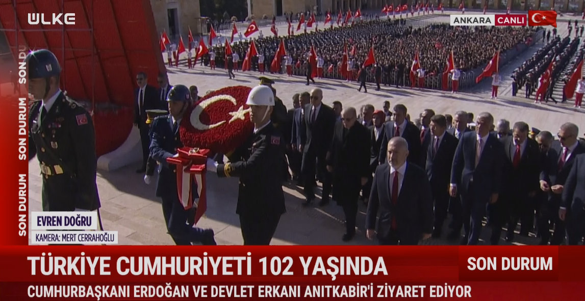 Erdoğan ve devlet erkanı Aslanlı Yol’dan yürüyerek Atatürk’ün mozolesine geldi.