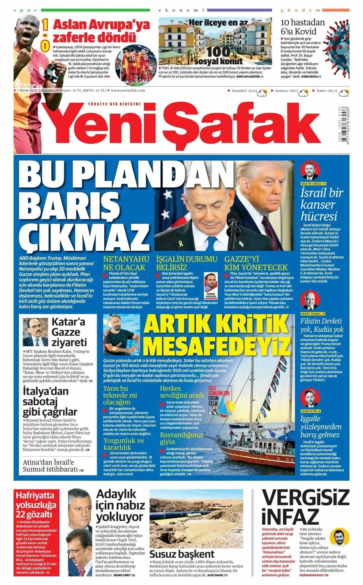 Yeni Safak Manset 1 Ekim 2025