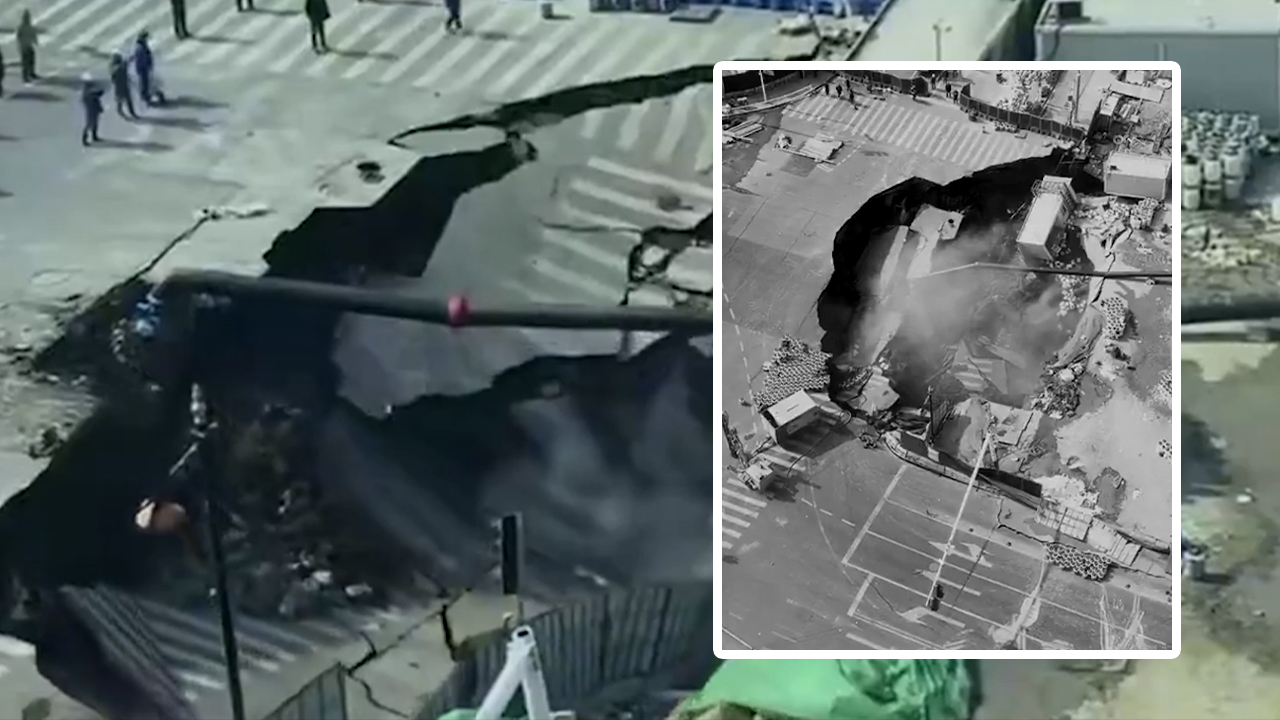 Facianın eşiğinden dönüldü! Dev çukur yolu böyle yuttu