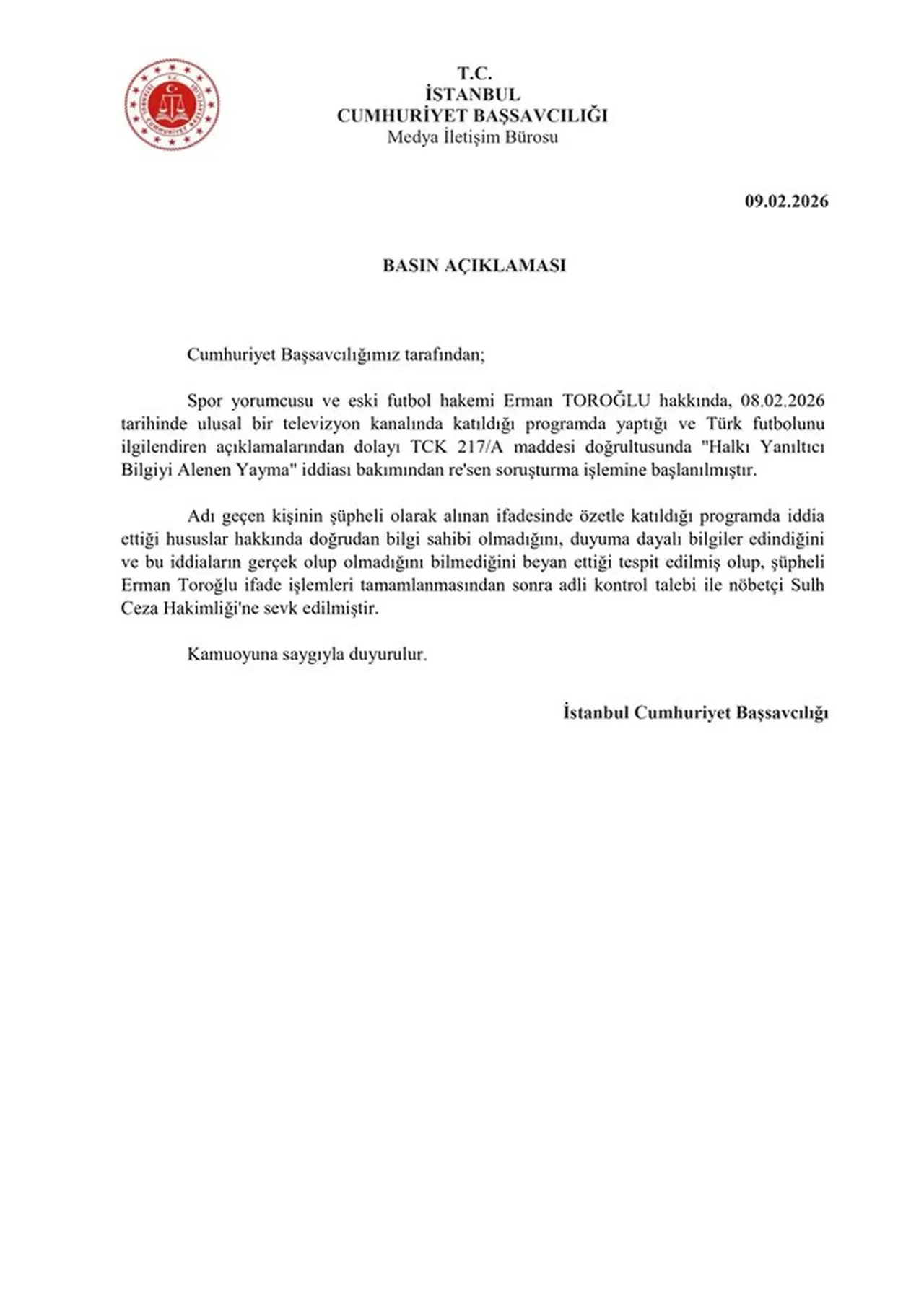 Erman Toroglu Hakkinda Sorusturma Haber