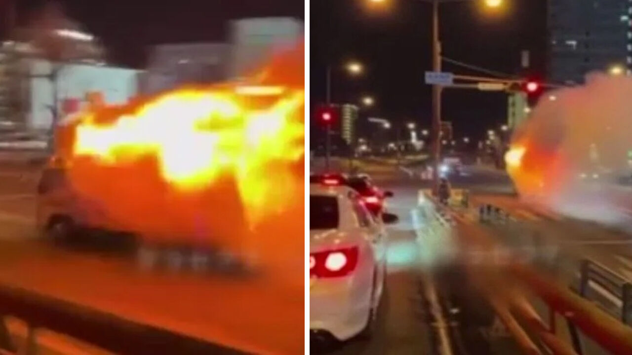 Kamyonu alev aldı, itfaiyeye sürdü! O anlar kameralarda