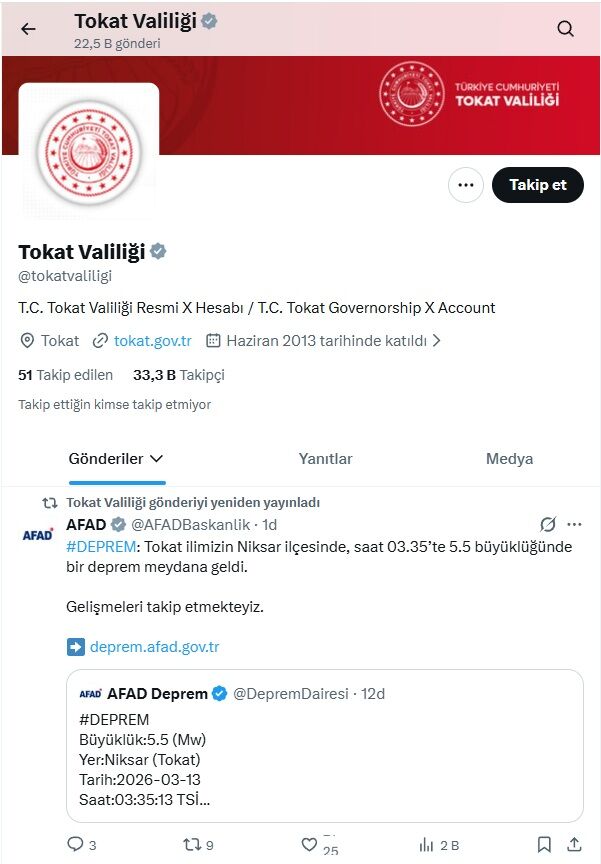 Tokat Valiliği Deprem-1