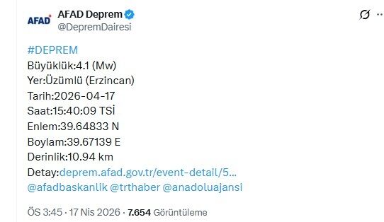 Afad Deprem Son Dakika