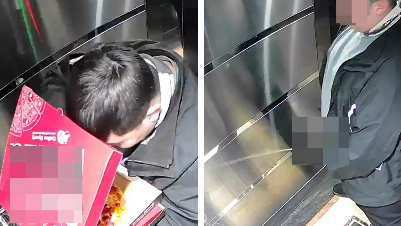 Pizzayı yedi asansöre tuvaletini yaptı! Düzce'de mide bulandıran olay
