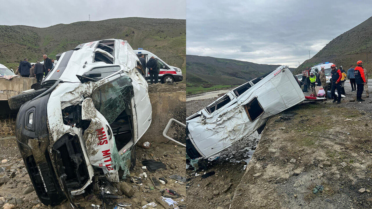 Muş’ta kaza: Minibüs dere yatağına yuvarlandı