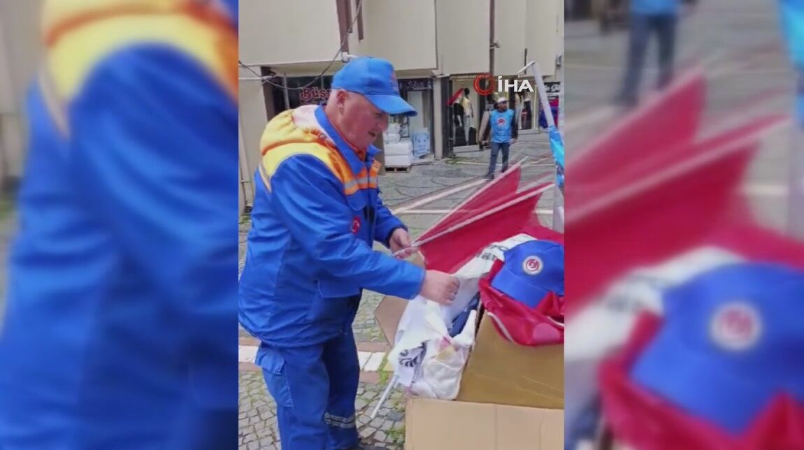 Türk bayraklarını çöpe attılar! Tepki çeken görüntüler...