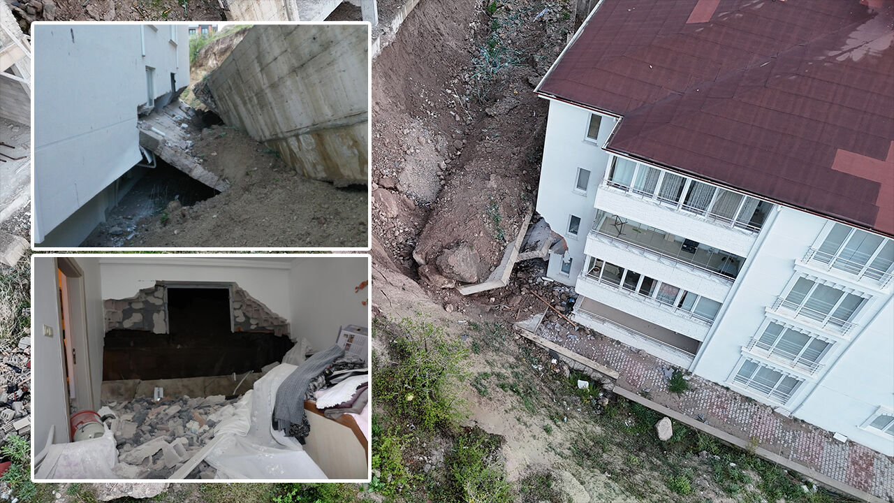 Faciadan dönüldü! İstinat duvarı çökerek evlerin içine girdi