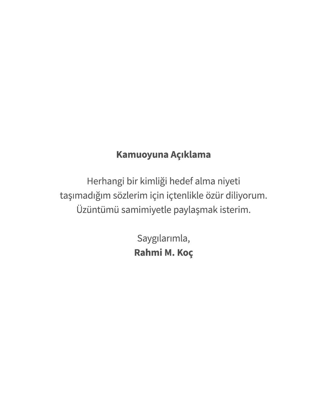 Rahmi̇ Koç Özür