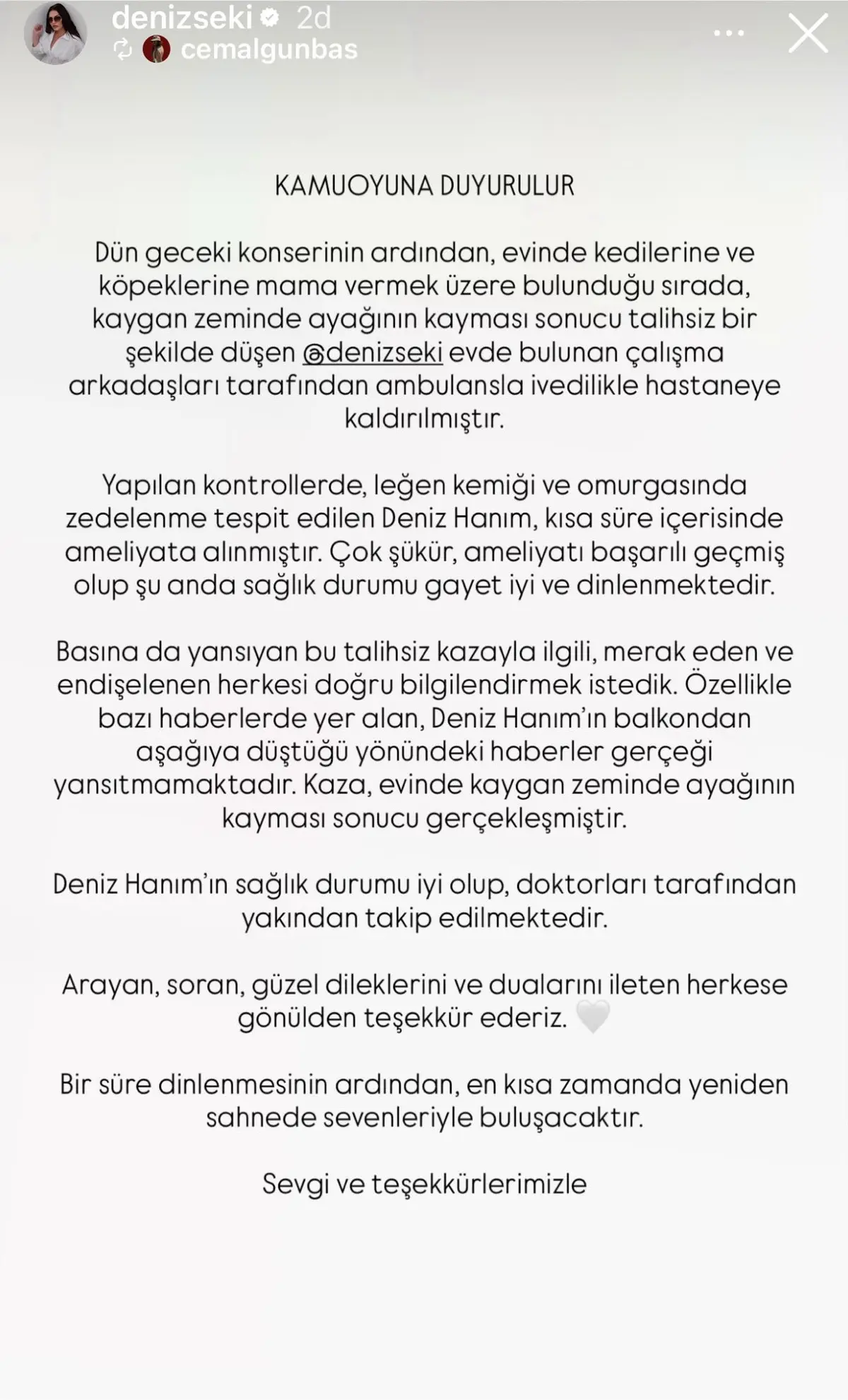 Deniz Seki Sağlık Durumu 2026 Sondakika